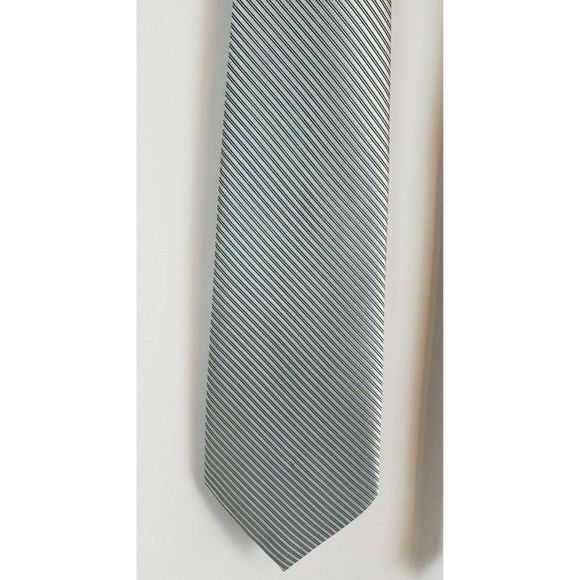 Wall Street Andy Couture Tie Silver Black Striped EUC - Picture 1 of 4